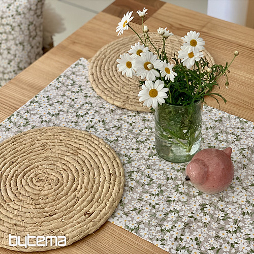 Tischdecke und Schal WEISSE BLUMEN