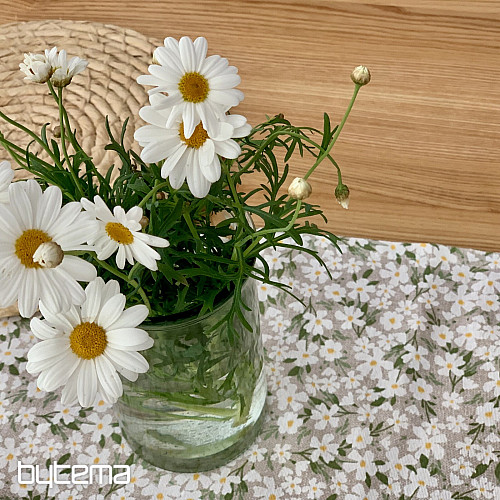 Tischdecke und Schal WEISSE BLUMEN