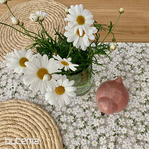 Tischdecke und Schal WEISSE BLUMEN
