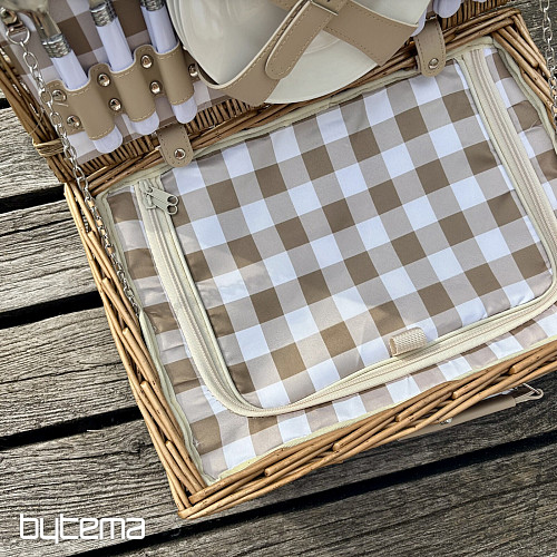 Picknickkorb GARTEN beige kariert für 4 Personen