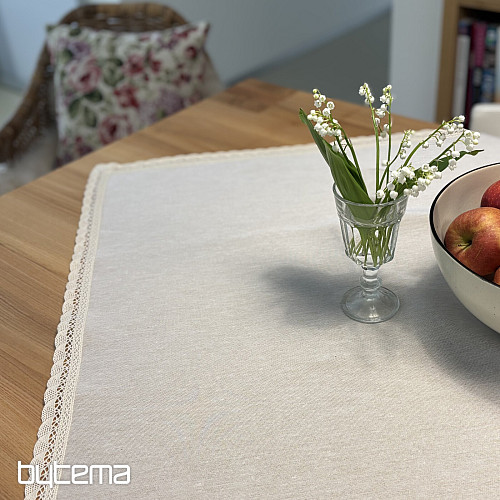 Wandteppich-Tischdecke und Schal NATUR MIT SPITZE