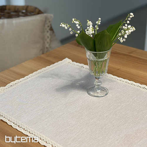 Wandteppich-Tischdecke und Schal NATUR MIT SPITZE