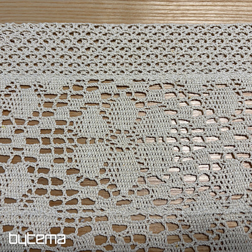 Fertiger Buntglasvorhang, Häkelspitze Beige