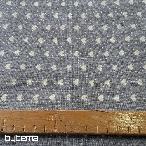 Baumwollstoff MINI HERZ 05 Graukombination