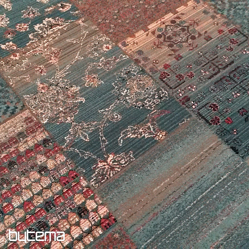Luxus-Wollteppich ROYAL PATCHWORK grün