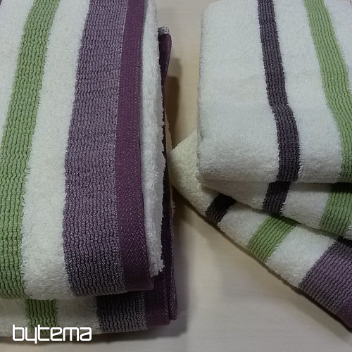 Handtuch und Badetuch METROP cremig lila+grün