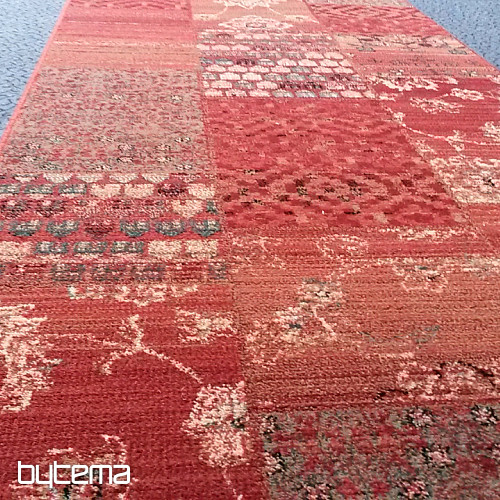 Luxus-Läufer aus Wolle ROYAL PATCHWORK rot