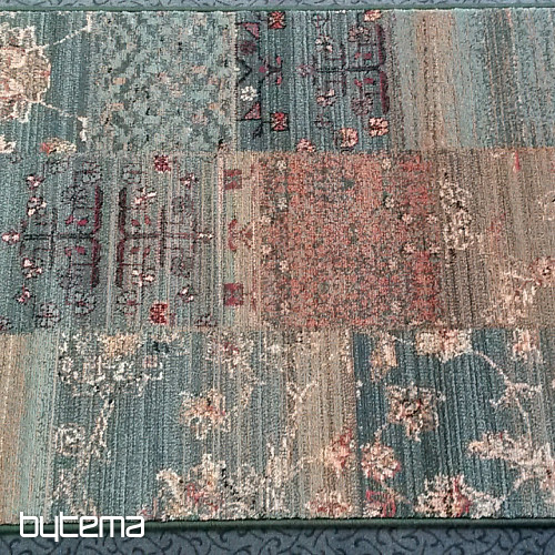 Luxus-Läufer aus Wolle ROYAL PATCHWORK grün