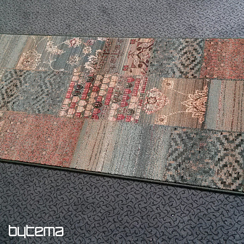 Luxus-Läufer aus Wolle ROYAL PATCHWORK grün
