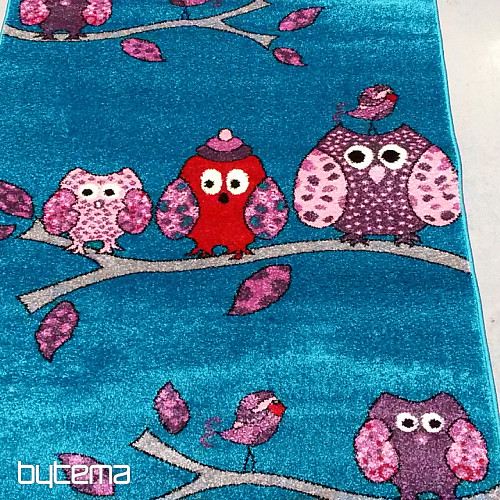 Kinderteppich BELLA EULEN türkis