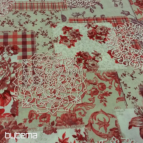 Dekostoff CINTIA Blumen rot