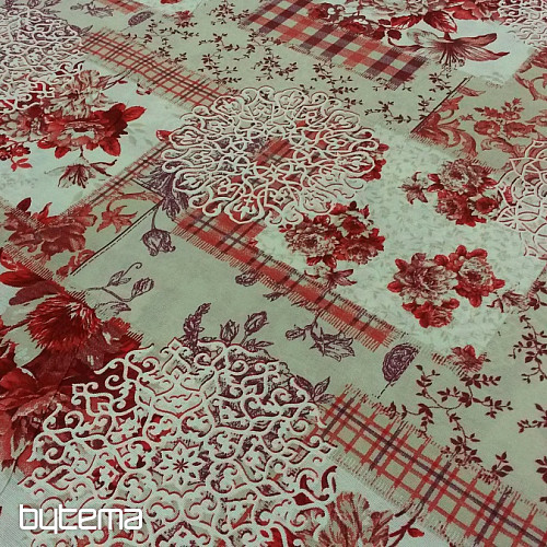 Dekostoff CINTIA Blumen rot