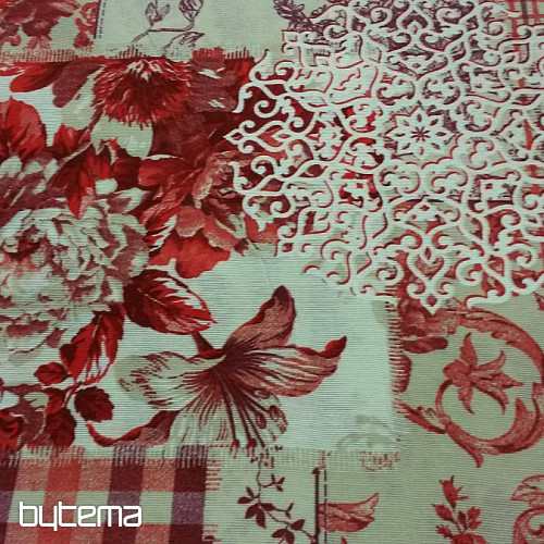 Dekostoff CINTIA Blumen rot