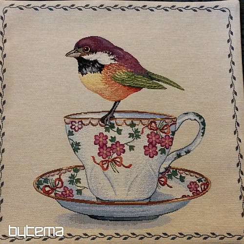 Gobelin-Kissenbezug BIRDS and CUP 2