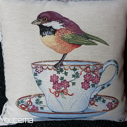 Gobelin-Kissenbezug BIRDS and CUP 2