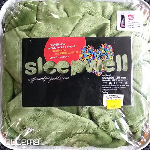 Mikroflanell-Laken SLEEP WELL grün - kiwi