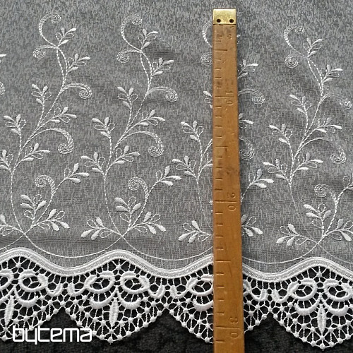 Moderne bestickte Gardine V023 weiss