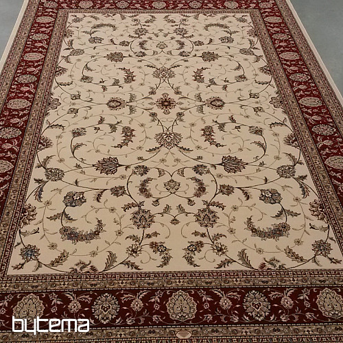 Klassischer Wollteppich ORIENT in Creme, bordeauxroter Besatz