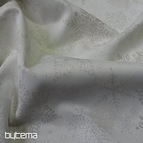 Dekostoffe jacquard SCHNEEFLOCKEN II. silver