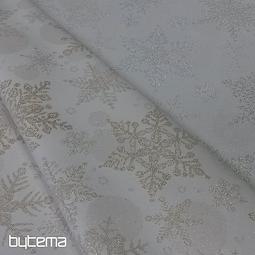 Dekostoffe jacquard SCHNEEFLOCKEN II. silver
