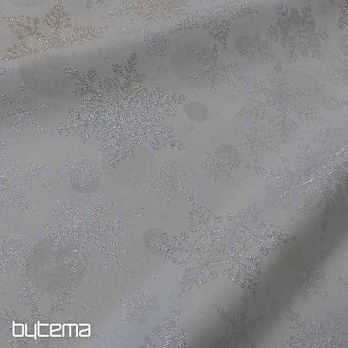 Dekostoffe jacquard SCHNEEFLOCKEN II. silver