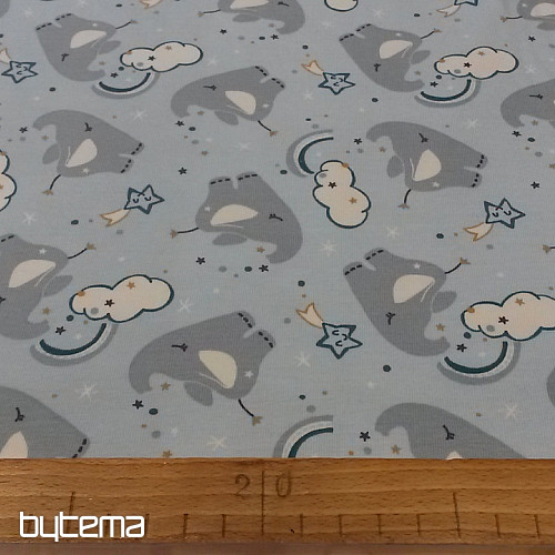 Baumwolljersey ELEFANT blau
