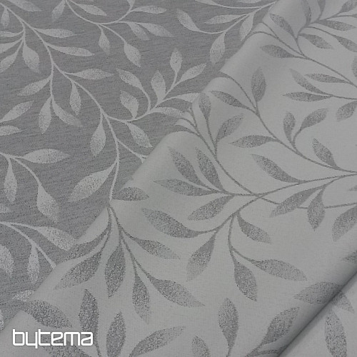 Dekostoffe jacquard NIGHT LEAFS Grau