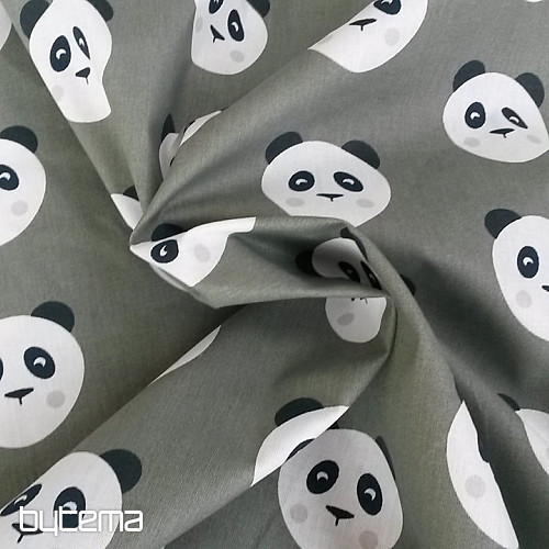 Baumwollstoff PANDA olivgrün