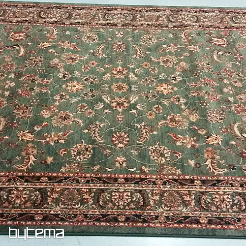 Luxus-Wollteppich ROYAL allover Blume grün