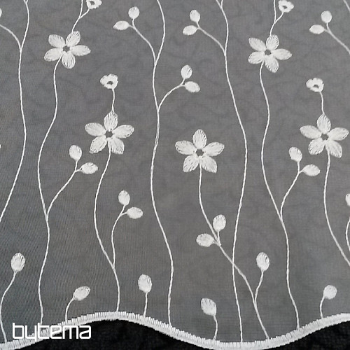 Moderne bestickte Gardine GERSTER 11666 weiße Blumen
