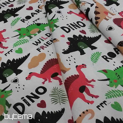 Baumwollsatin für Kinder DINOSAURIER  Digitaldruck