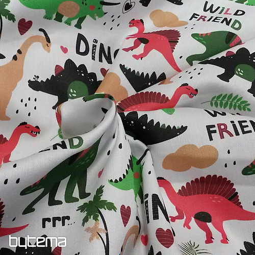 Baumwollsatin für Kinder DINOSAURIER  Digitaldruck