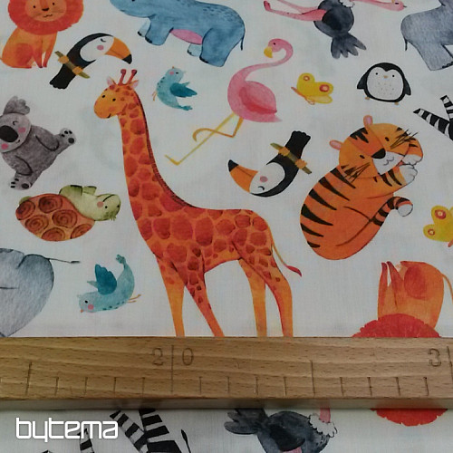 Baumwollsatin für Kinder ZOO  Digitaldruck