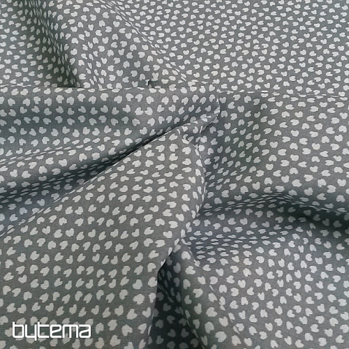 Baumwollstoff HERZ grau-blau