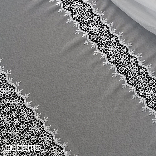 Moderne bestickte Gardine GERSTER 11509 weiße Blumen