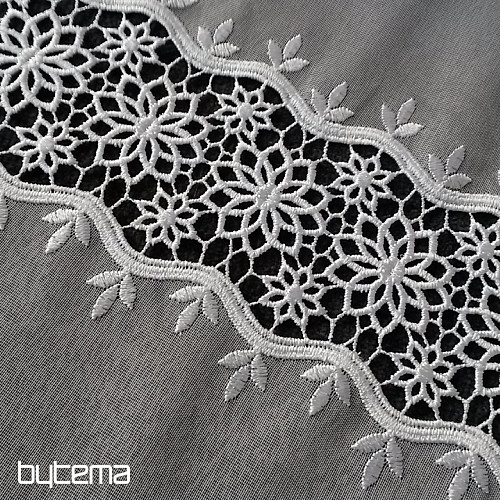 Moderne bestickte Gardine GERSTER 11509 weiße Blumen