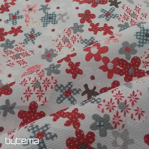 Dekorationsstoff BLUMEN rot