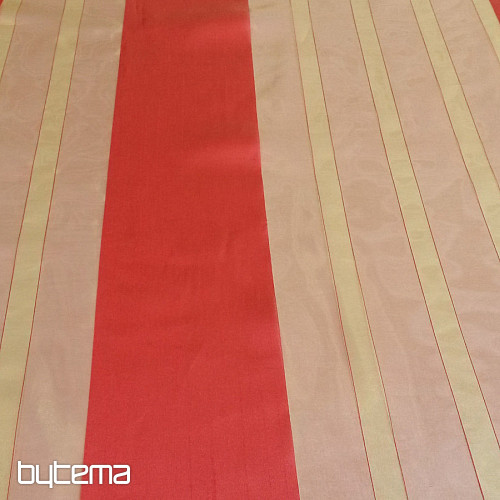 Voile-Gardine orange-gold mit roten streifen