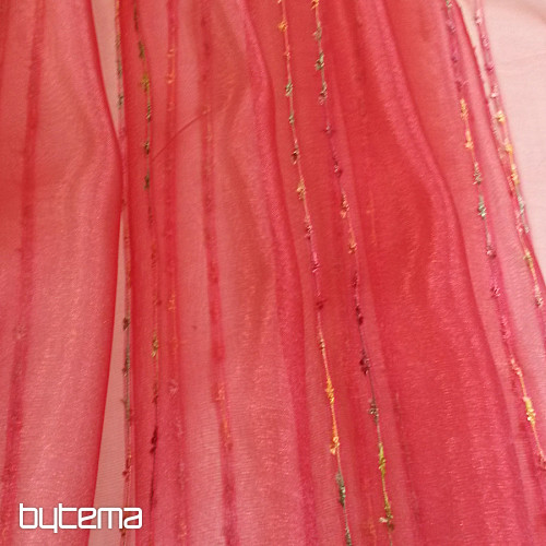Voile-Gardine rot mit streifen