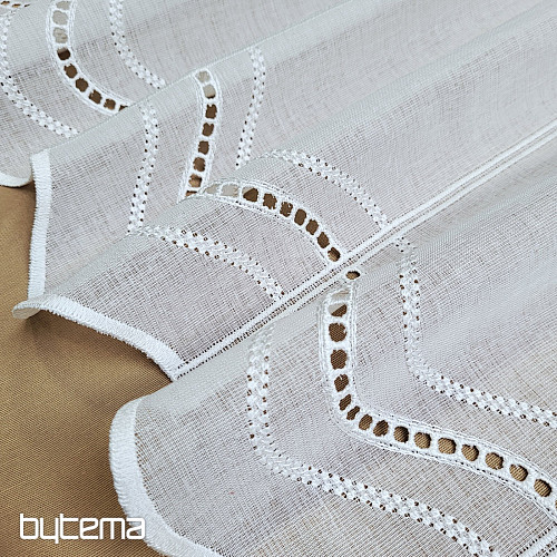 Moderne bestickte Gardine V52 cremeweiss