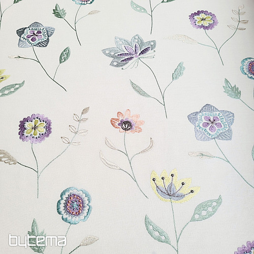 Bestickter Dekostoff mit Blumen RICHMOND lila