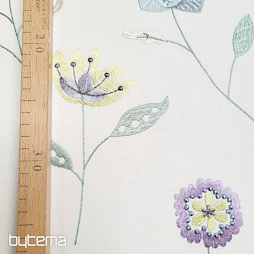Bestickter Dekostoff mit Blumen RICHMOND lila