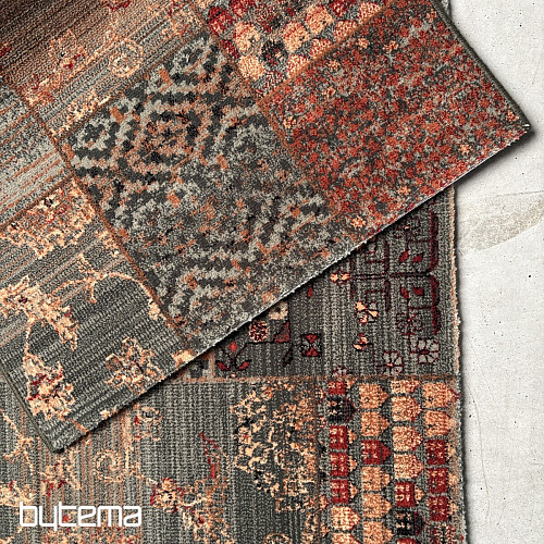 Luxus-Läufer aus Wolle ROYAL PATCHWORK grün