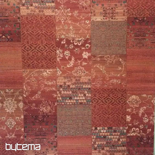 Luxus-Wollteppich ROYAL PATCHWORK red