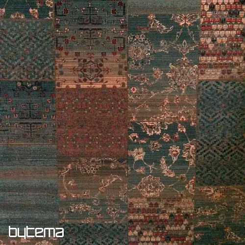 Luxus-Wollteppich ROYAL PATCHWORK grün