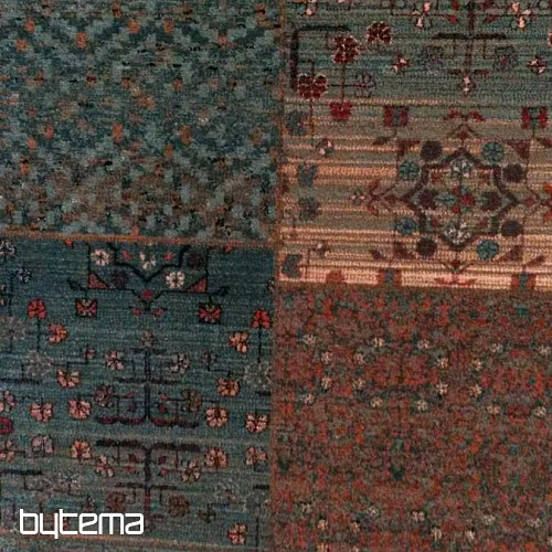 Luxus-Wollteppich ROYAL PATCHWORK grün