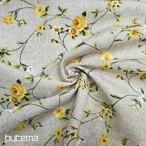 Dekorationsstoff BLUMEN RAME gelb