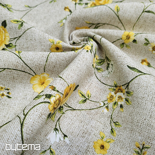 Dekorationsstoff BLUMEN RAME gelb