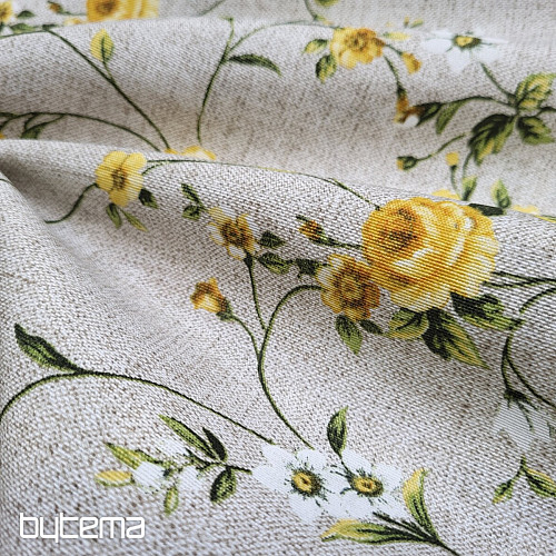 Dekorationsstoff BLUMEN RAME gelb