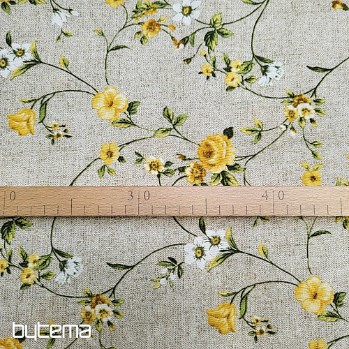 Dekorationsstoff BLUMEN RAME gelb